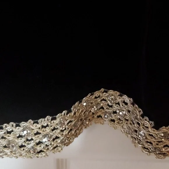 Vintage Wimpfheimer & Bro 50/60s blk velvet dress silver braid trim Sz 16 - Picture 8 of 16